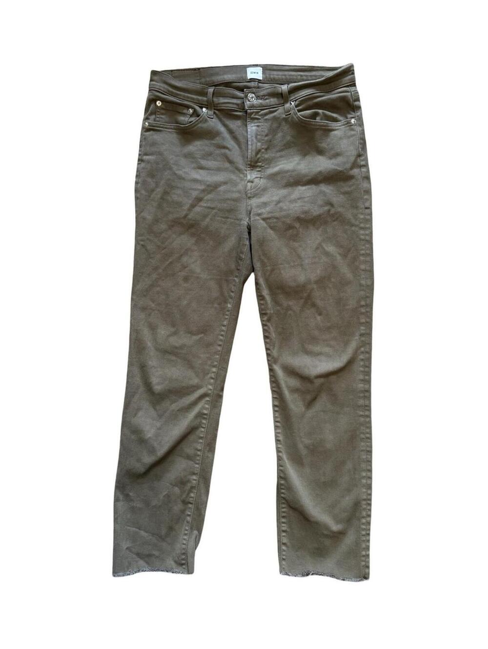 Edwin Jeans Green Denim Slim Cropped Stretch Distressed Made in USA Men's 31x25